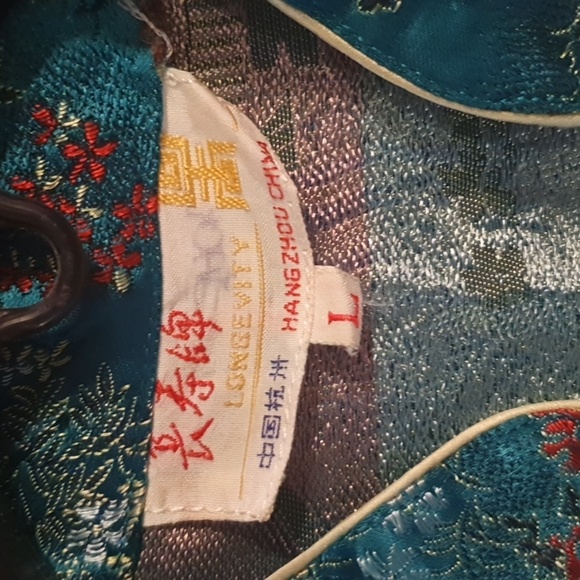 Vtg 1960 Chinese Traditional Floral Satin Brocade 2pc Set SZ Large - Picture 3 of 9